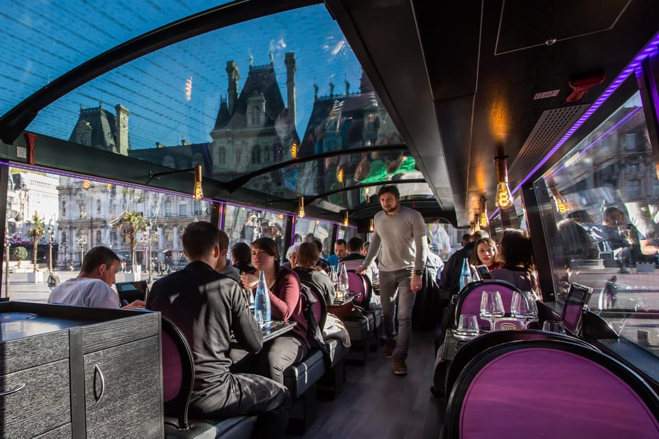 Bus Toqué Champs Elysées Tour w/ 3-Course Dinner & Champagne - Dinner details: seasonal courses and a signature dessert finish