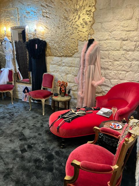 Paris: Private Lingerie Fitting activity - Entering the Red Boutique on Rue de Rennes