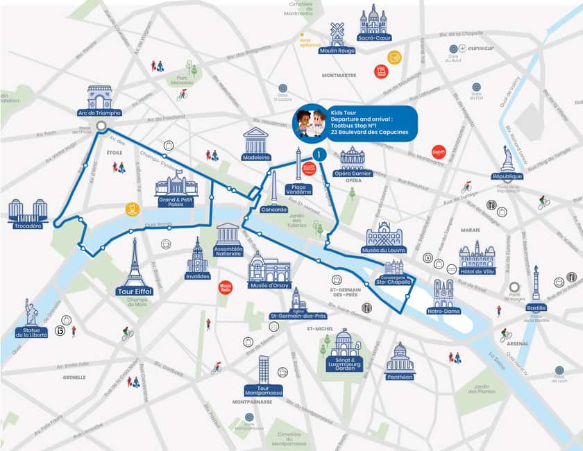 Paris: Tootbus Kids Bus Tour Experience - How the timing feels: 90 minutes that still move fast